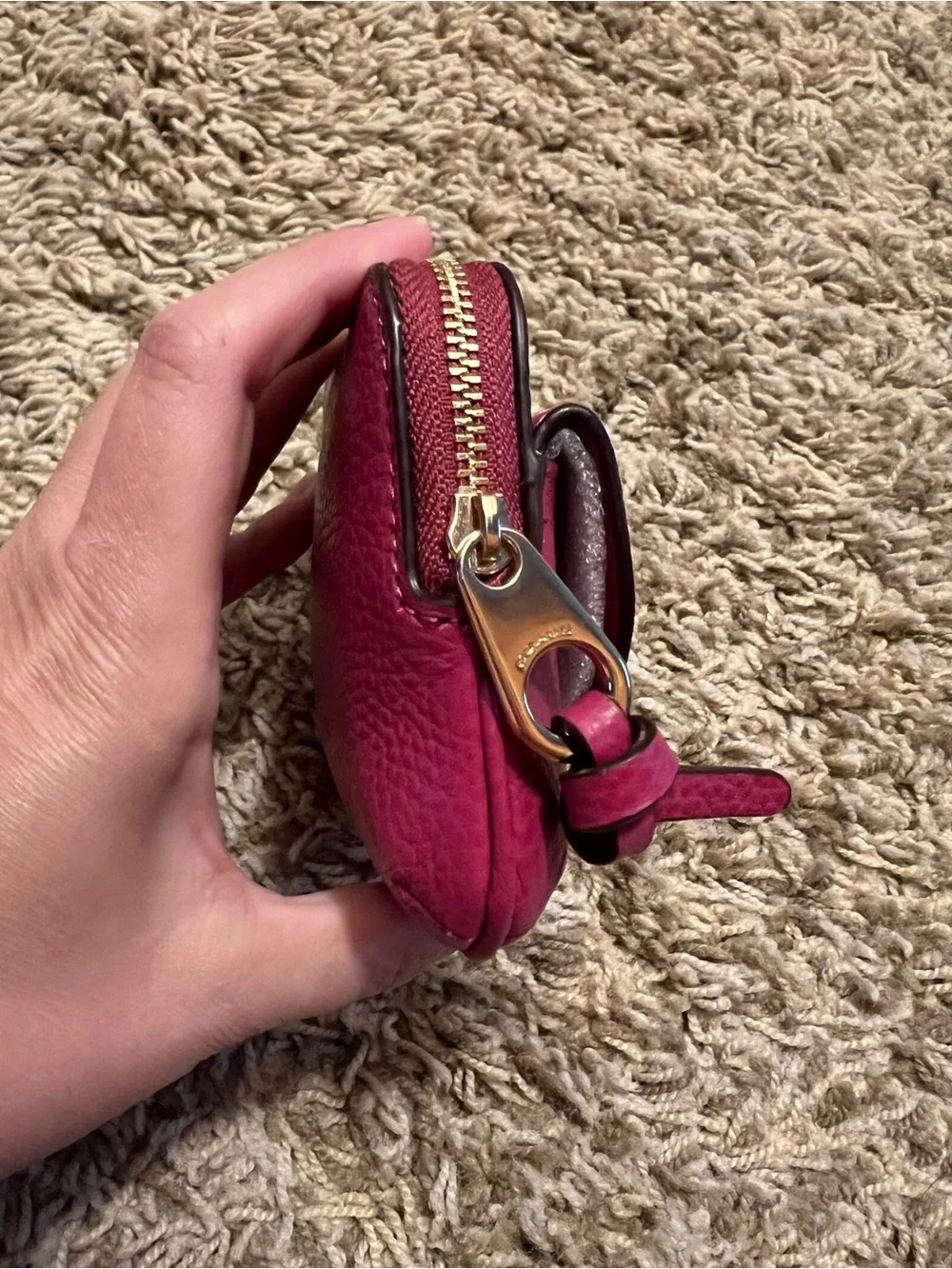 Coach Pebble Leather Pennie Card Case In Bright Violet NWTS!
